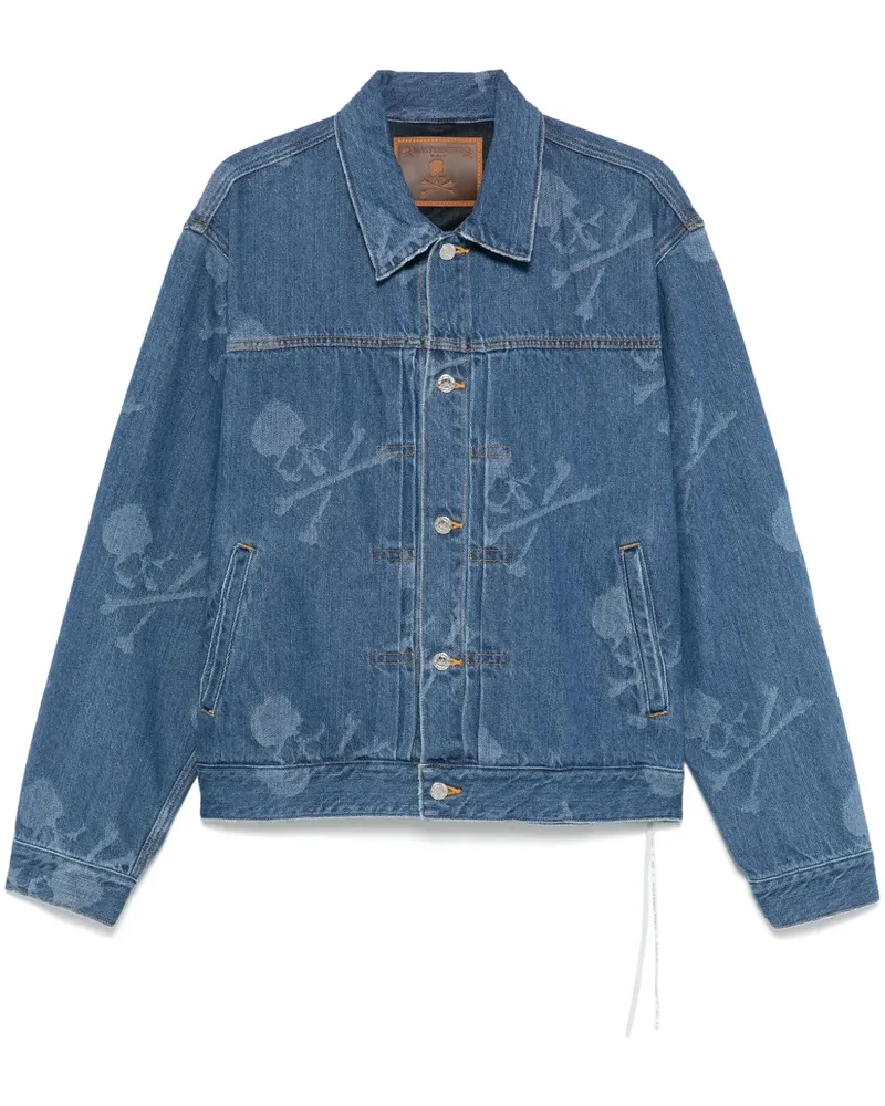 Mastermind World Jeansjacke mit Monogrammmuster - Blau Blau