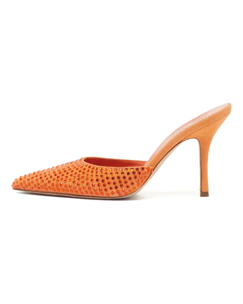 Paris Texas Hollywood Mules mit Kristallen 75mm - Orange Orange