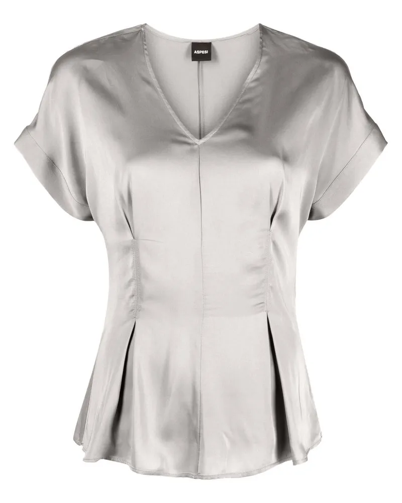 ASPESI Bluse mit Satin-Finish - Grau Grau