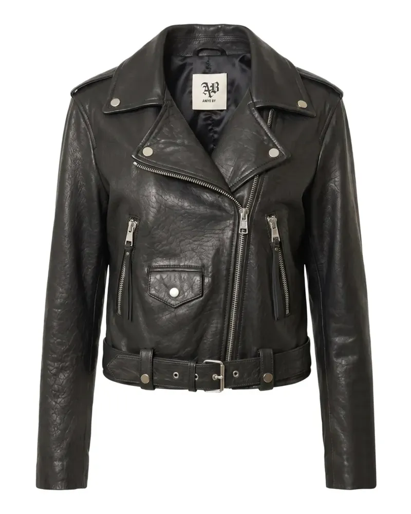 Aniye By Ophelia belted biker jacket - Schwarz Schwarz
