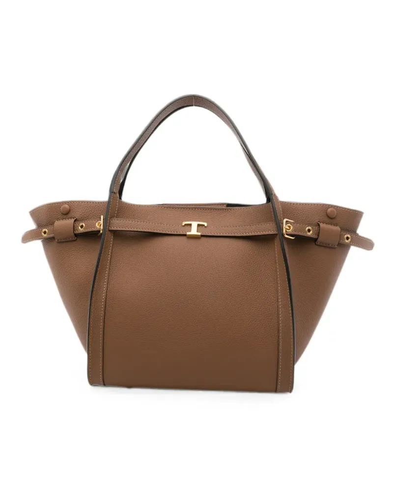 TOD'S small T Signature leather tote bag - Braun Braun