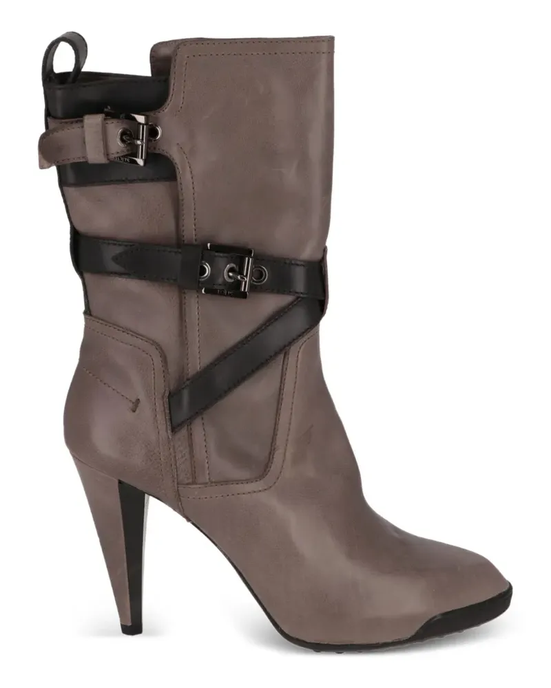 TOD'S buckle-strap leather ankle boots - Grau Grau