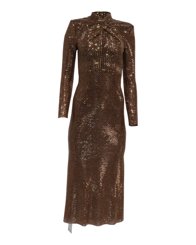 Self-Portrait rhinestone-embellished midi dress - Braun Braun