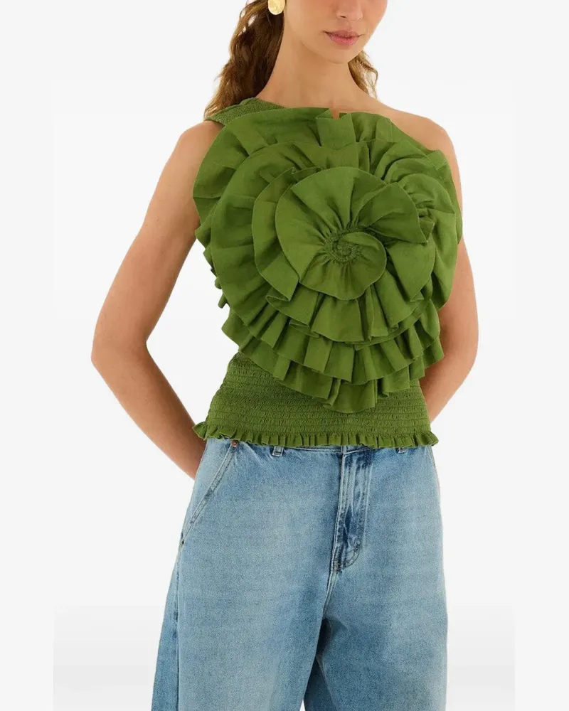 FARM Rio One-Shoulder-Top mit Rüsche - Grün Grün