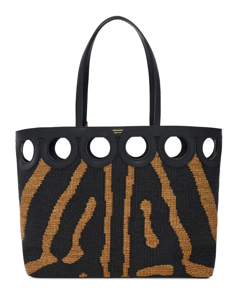 Ferragamo Gancini outline tote bag (L) - Schwarz Schwarz