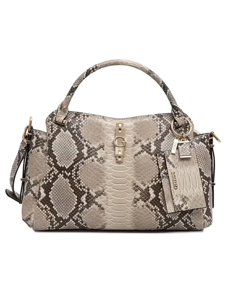 Guess Yvonne Tote Bag mit Schlangenleder-Effekt - Nude Nude