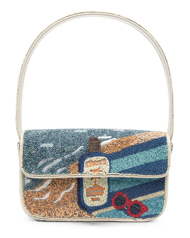 STAUD Tommy Schultertasche mit Perlen - Blau Blau