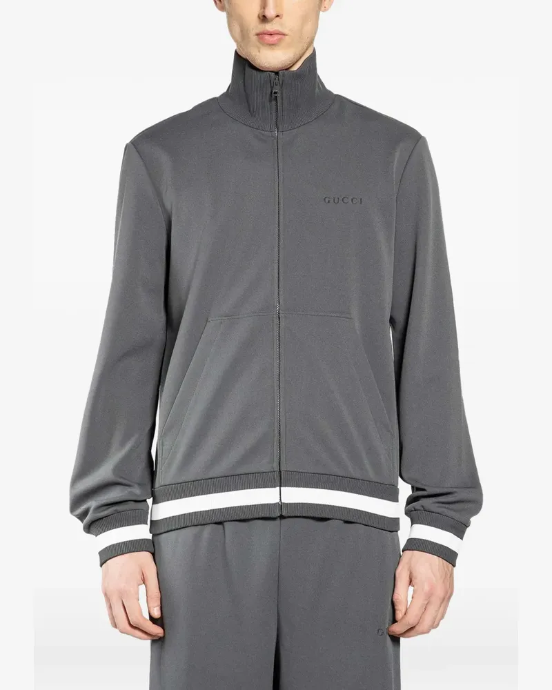 Gucci Gestreiftes Sweatshirt mit Logo-Stickerei - Grau Grau