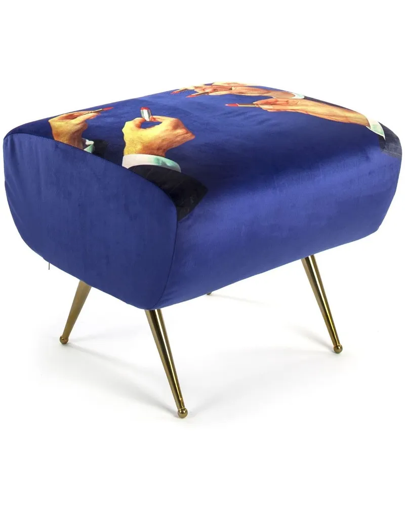 Seletti Hocker mit Lippenstift-Print - Blau Blau
