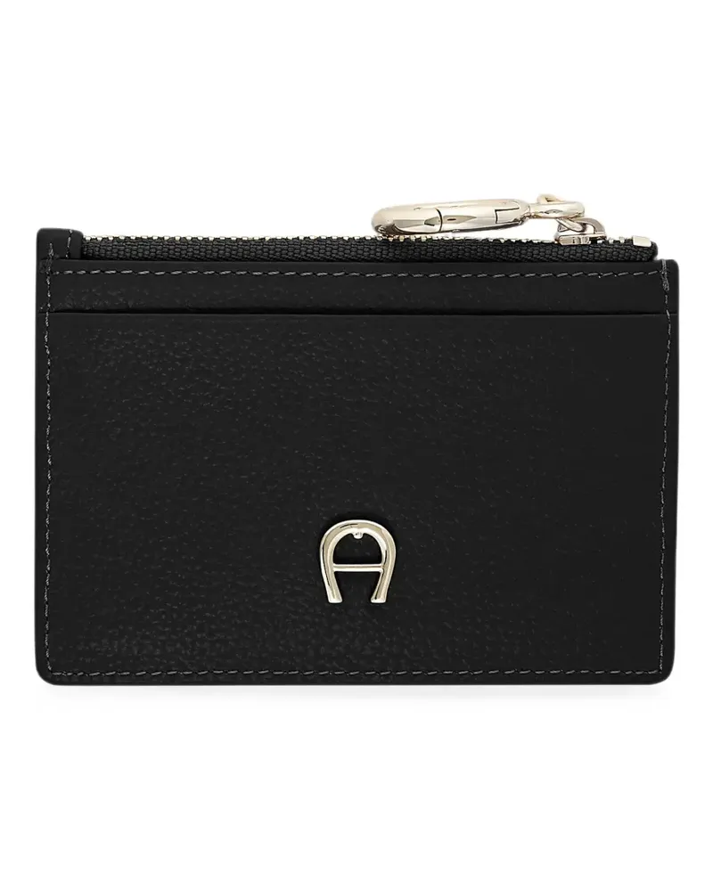 Aigner Zita logo-plaque grained-leather card holder - Schwarz Schwarz