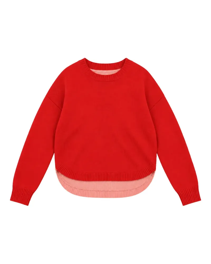 Chinti & Parker Pullover in Colour-Block-Optik mit abgerundetem Saum - Rot Rot