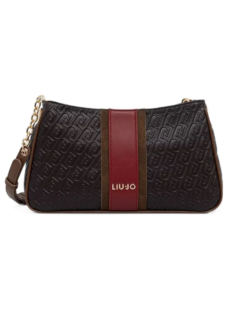 Liu Jo small logo-embossed striped cross-body bag - Braun Braun