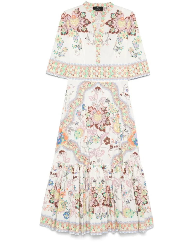 Etro Maxikleid mit Blumen-Print - Weiß Weiß