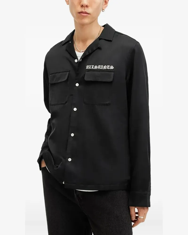 AllSaints Hemd mit Logo-Stickerei - Schwarz Schwarz