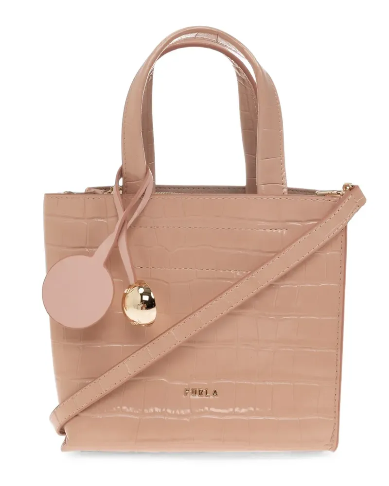 Furla Divide croc-effect leather mini bag - Nude Nude