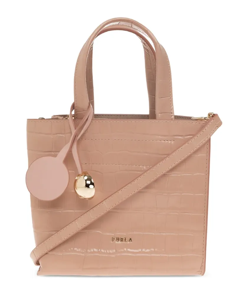 Furla Divide Mini-Tasche mit Kroko-Effekt - Nude Nude