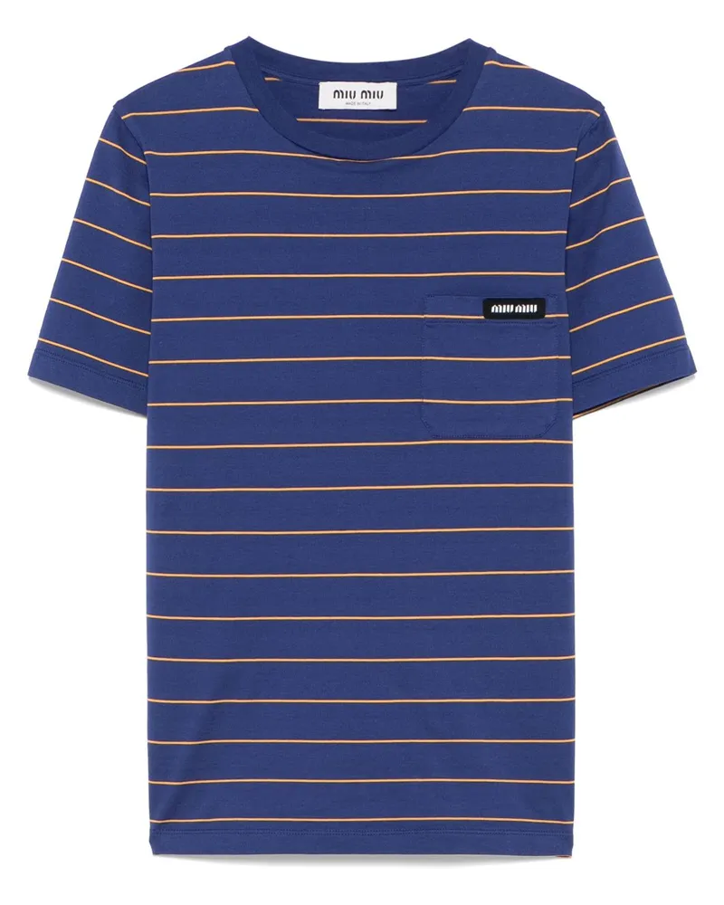 Miu Miu Gestreiftes T-Shirt - Blau Blau
