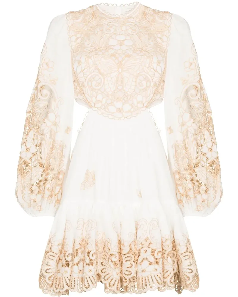 Zimmermann Minikleid mit Blumen-Print - Weiß Weiß