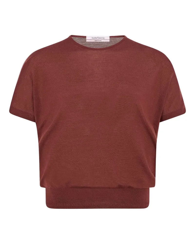 Another Tomorrow short-sleeve knit top - Rot Rot