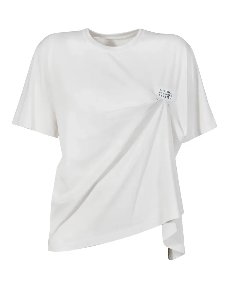 Maison Margiela logo-patch draped T-shirt - Weiß Weiß