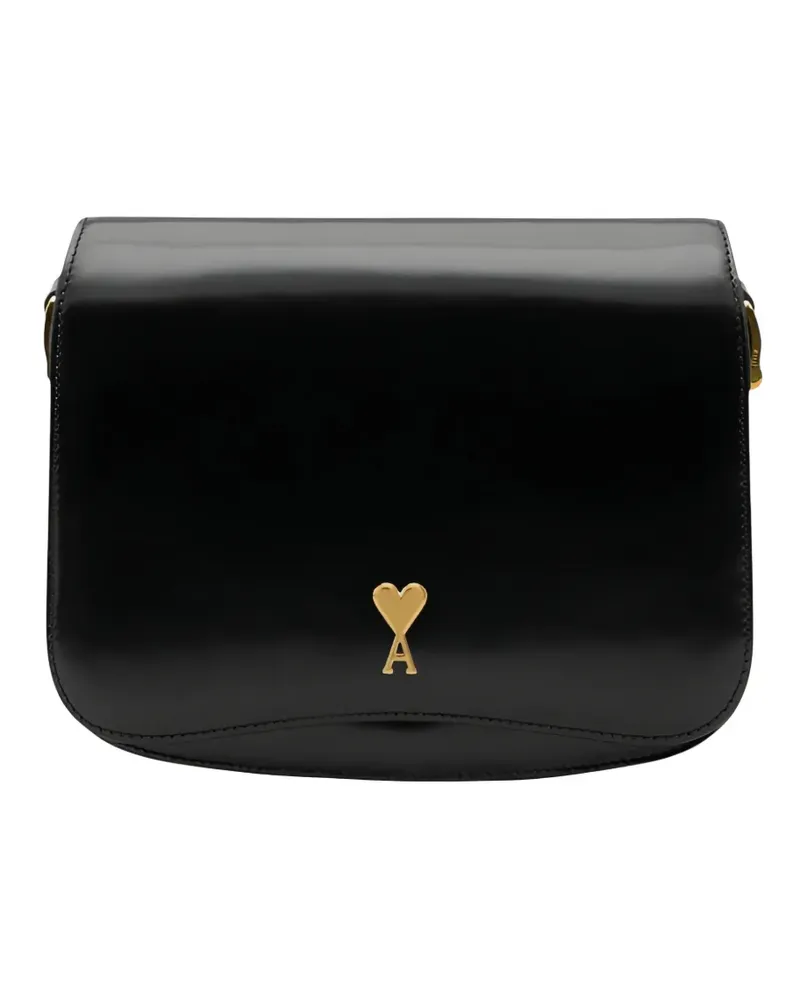 AMI Paris logo-plaque leather shoulder bag - Schwarz Schwarz