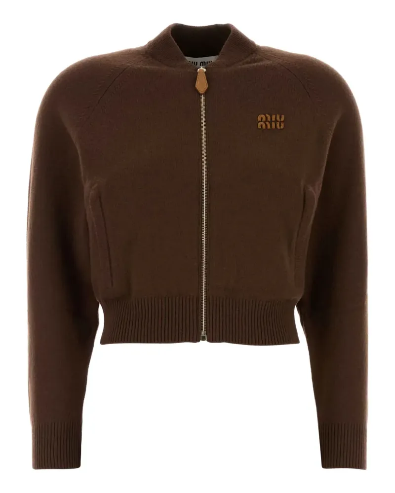 Miu Miu Cropped-Cardigan mit Reißverschluss - Braun Braun