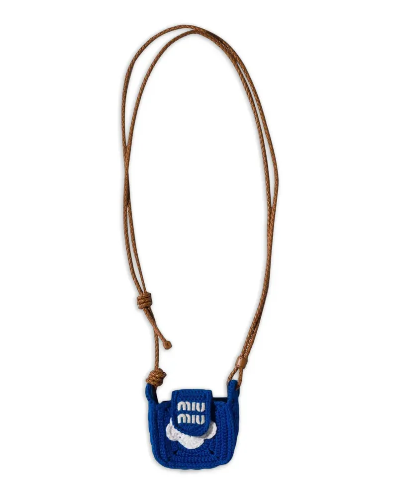 Miu Miu Kopfhörer-Etui in Häkeloptik - Blau Blau