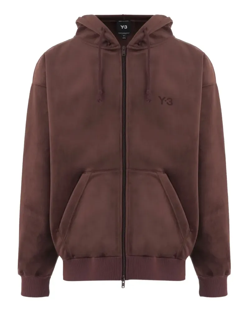 Y-3 x Adidas logo-print zip-up hoodie - Rot Rot