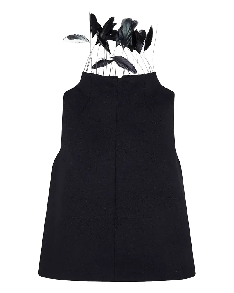N° 21 feather-detail top - 9000 BLACK 9000