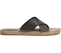 Überkreuzte Espadrille-Sandalen aus Leder