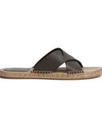 Ermenegildo Zegna Überkreuzte Espadrille-Sandalen aus Leder Braun