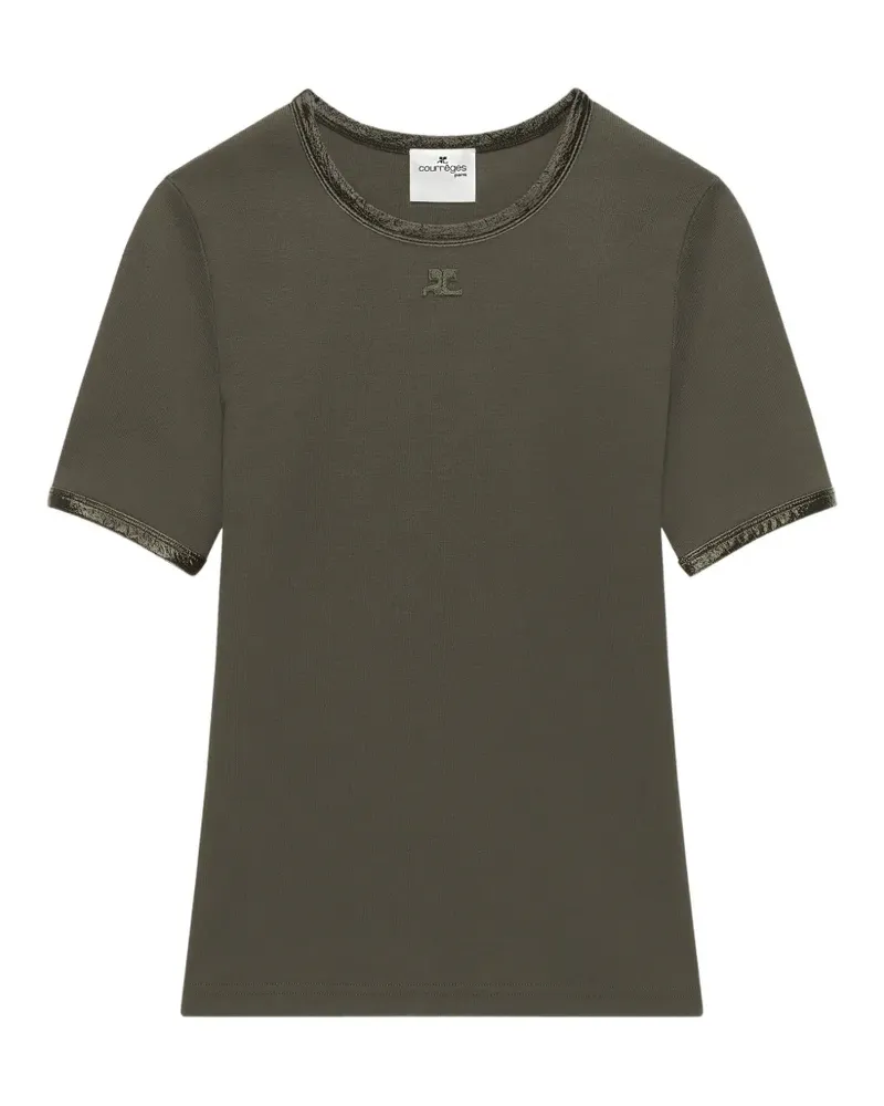 Courrèges vinyl-trim logo-patch T-shirt - Grün Grün