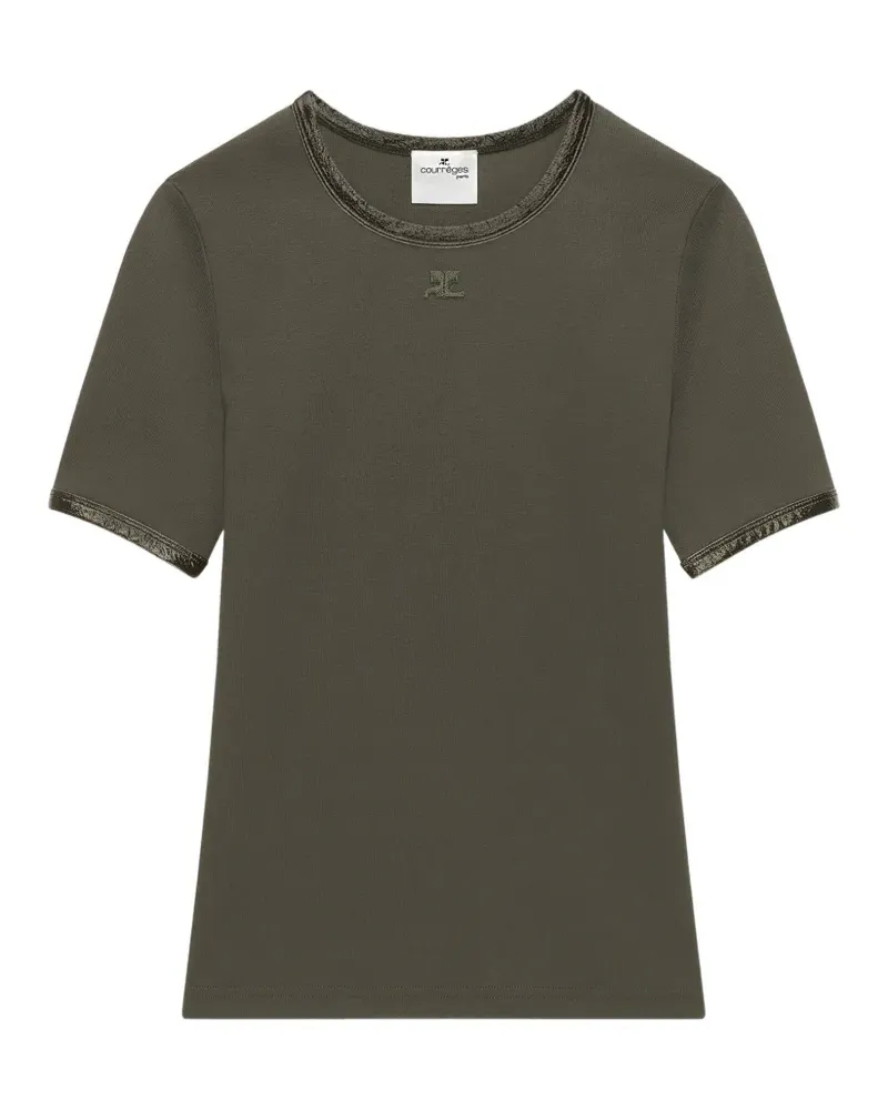 Courrèges T-Shirt mit Logo-Patch - Grün Grün