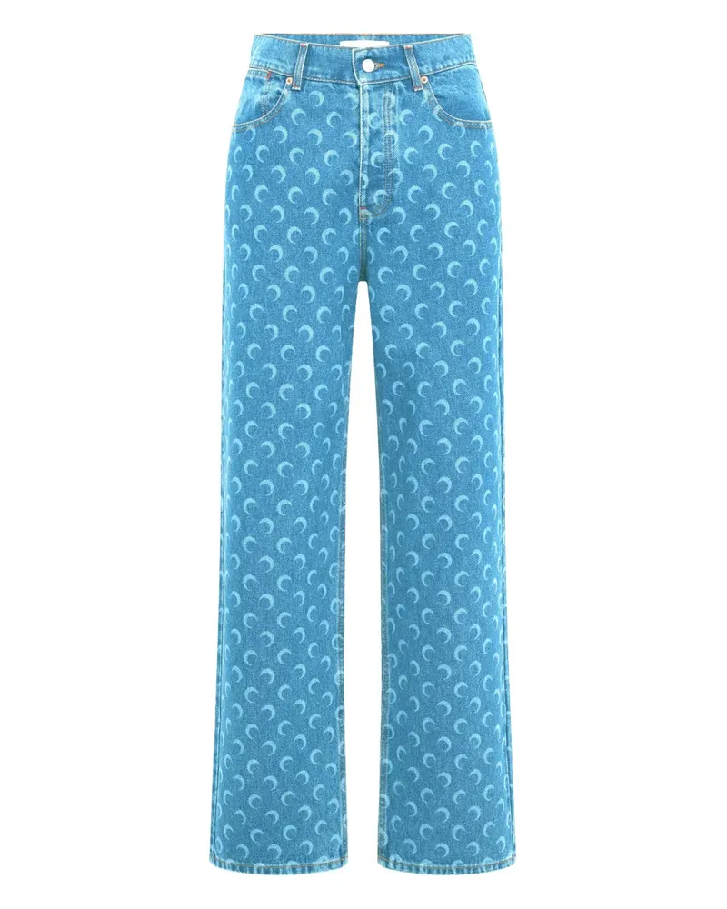 Marine Serre Jeans mit Moon-Print - Blau Blau
