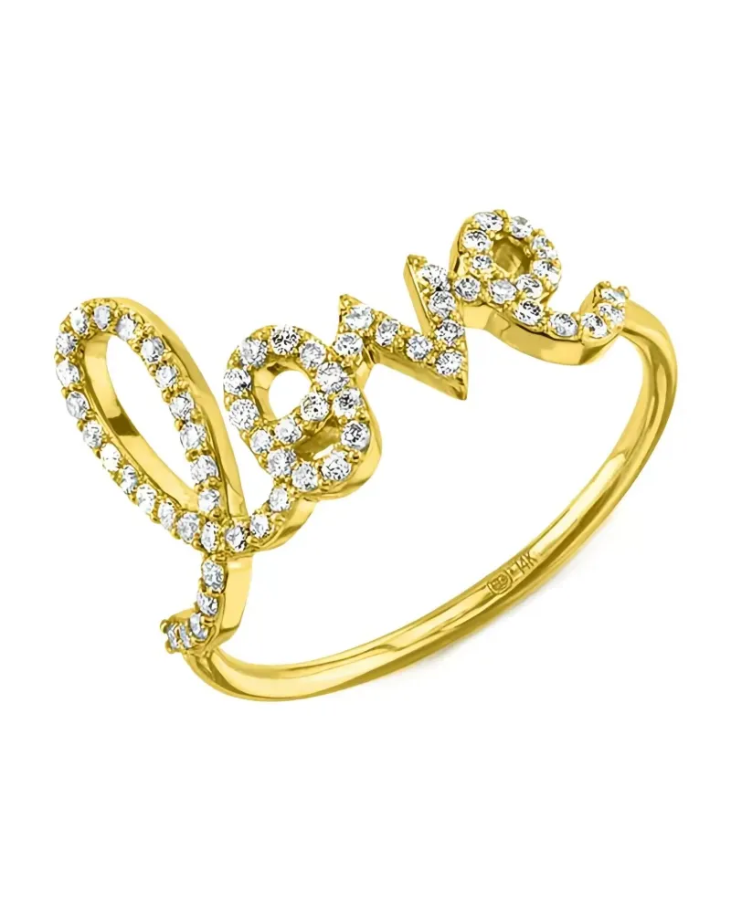 Sydney Evan 14kt Love Script Gelbgoldring mit Diamanten Gold
