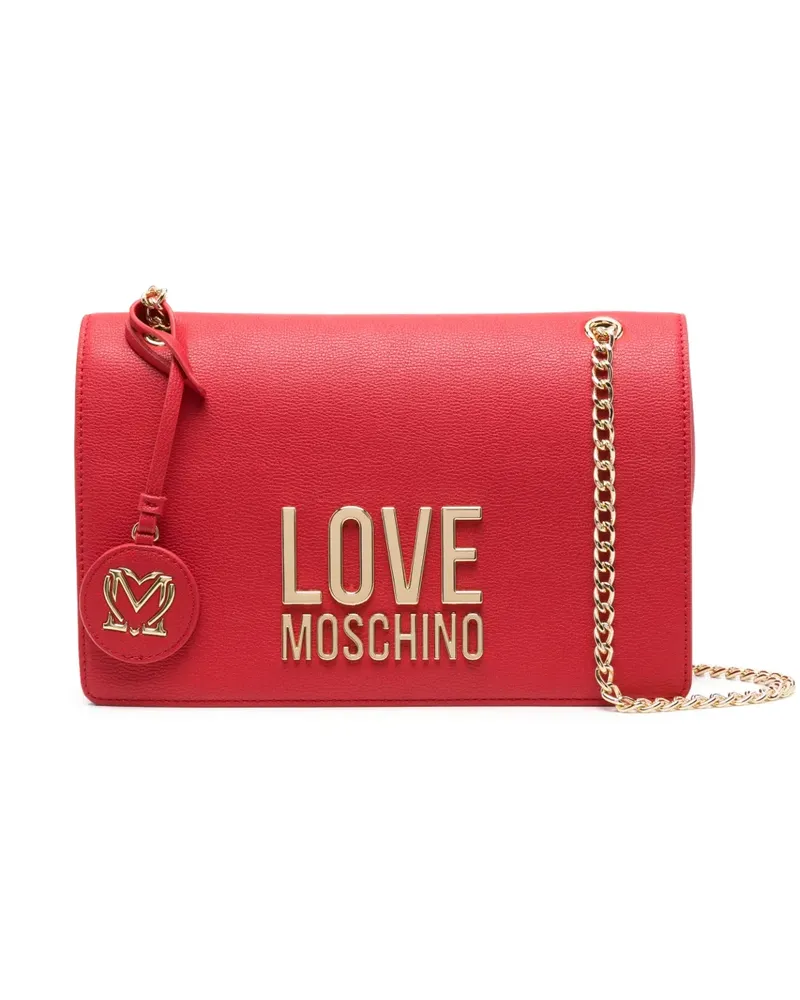 Moschino Schultertasche mit Logo-Schild - Rot Rot