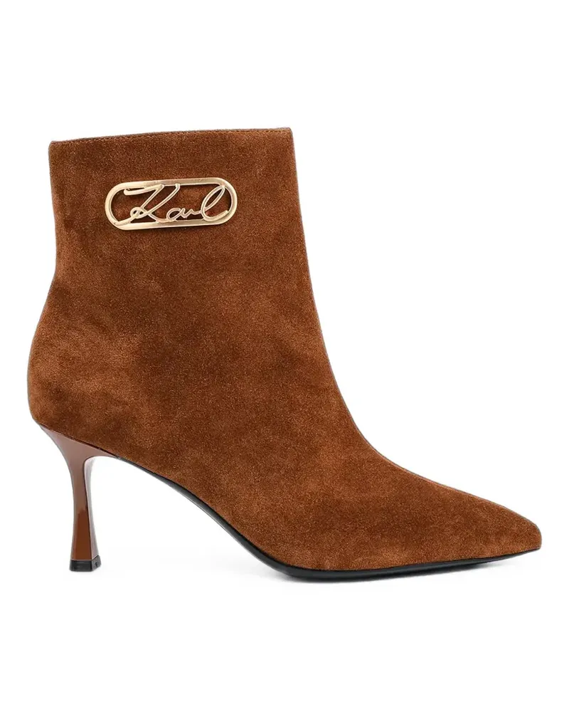 Karl Lagerfeld logo-plaque suede ankle boots - Braun Braun