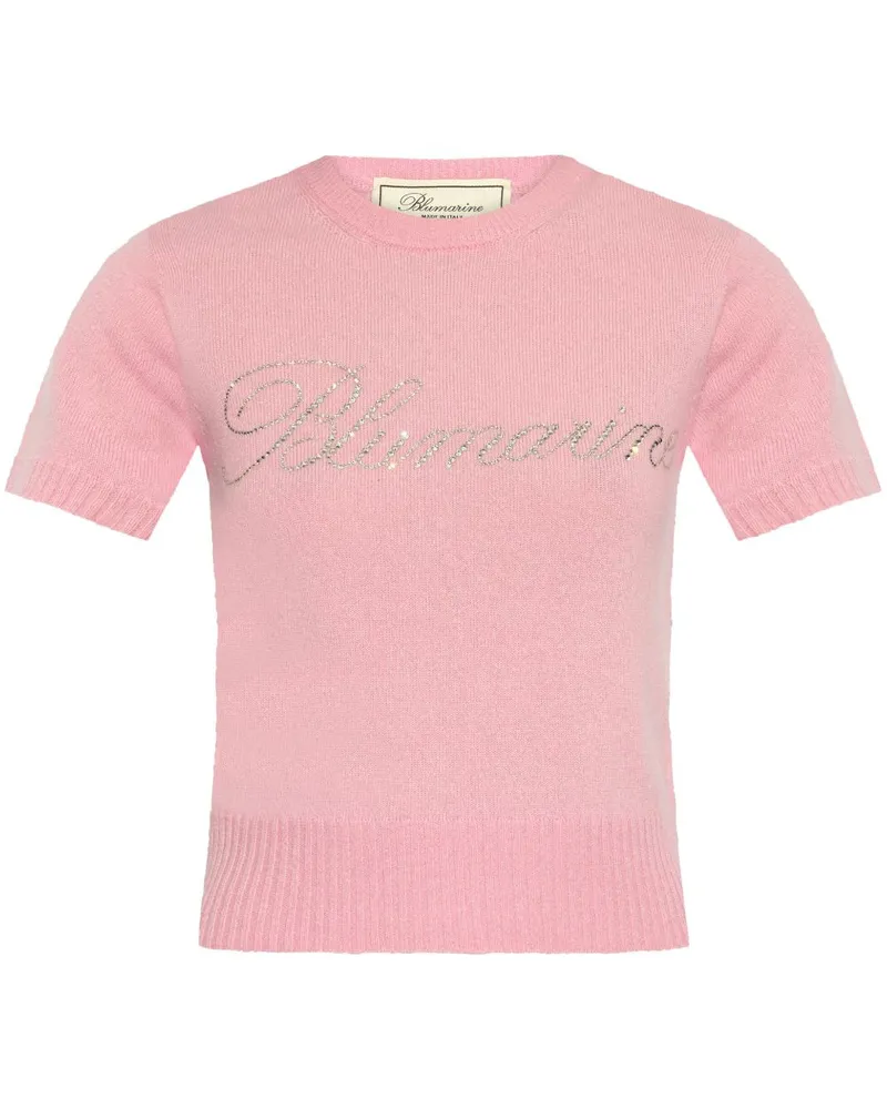 Blumarine Strickoberteil mit Strass-Logo - Rosa Rosa
