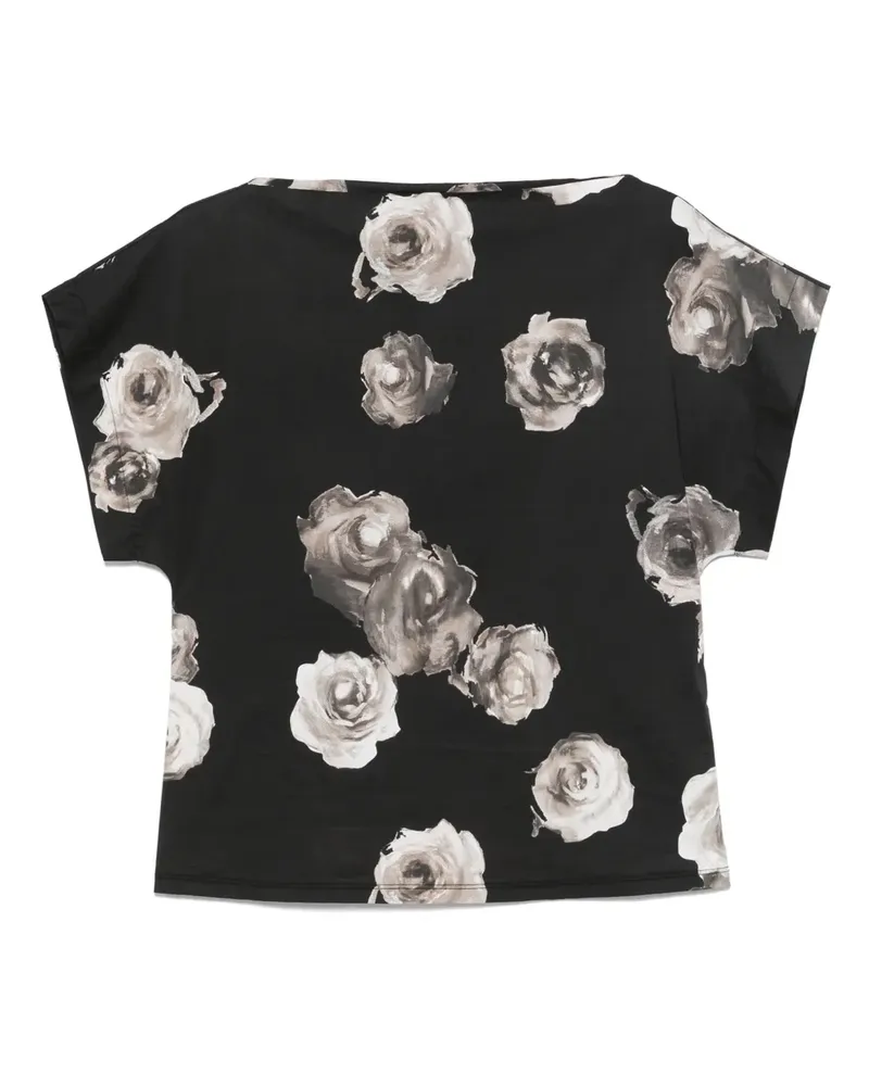 Liviana Conti Bluse mit Blumen-Print - Schwarz Schwarz