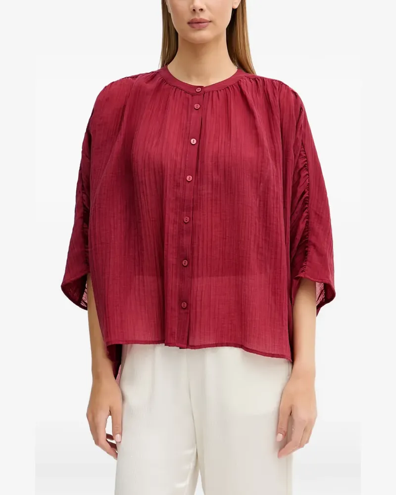 Sisley Geraffte Bluse mit Knöpfen - Rot Rot
