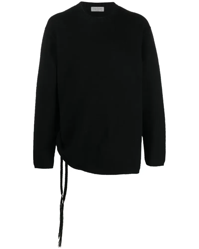 Yohji Yamamoto Gerippter Pullover mit geflochtenem Detail - Schwarz Schwarz