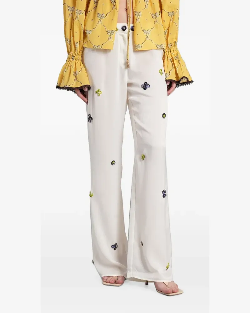 SIEDRES button-embellished wide-leg trousers - Nude Nude