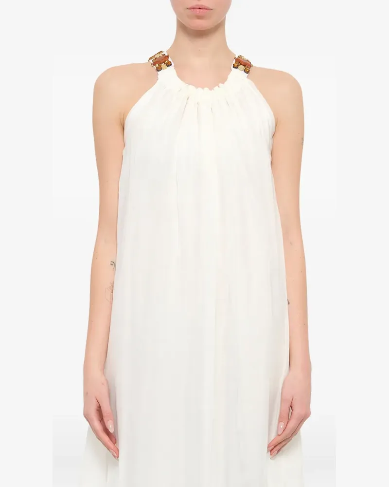 Lanvin Seidenkleid mit verzierten Trägern - Weiß Weiß