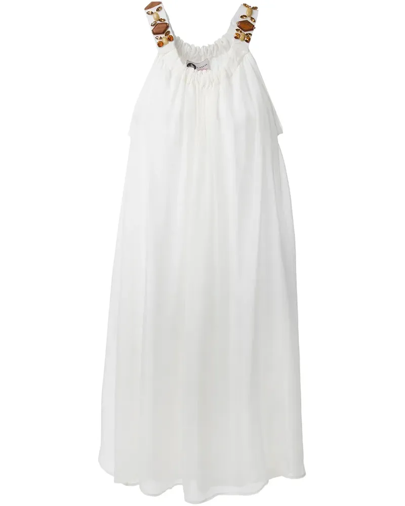 Lanvin Seidenkleid mit verzierten Trägern - Weiß Weiß