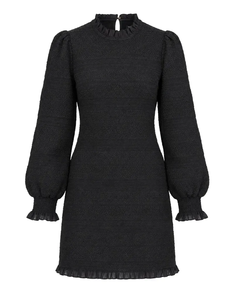 Antik Batik Gesmoktes Elisa Kleid mit Rüschen - Schwarz Schwarz