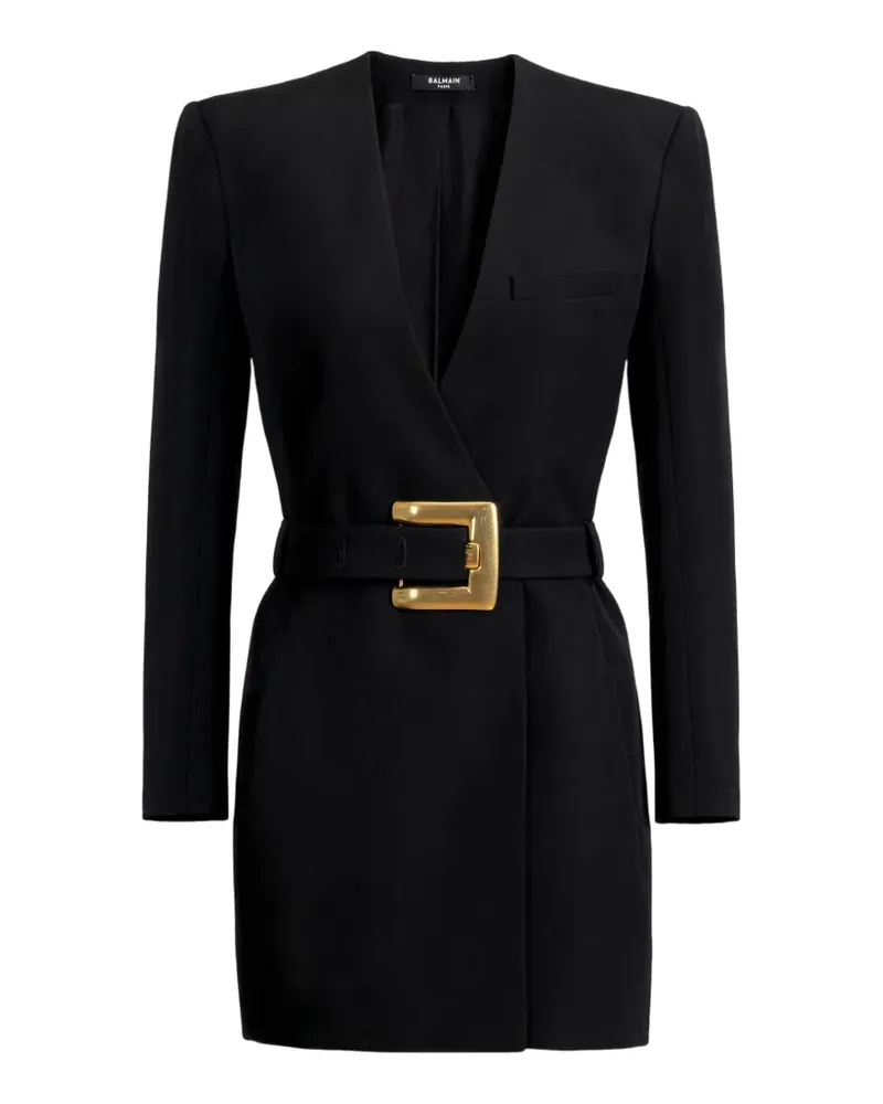 Balmain Kurzes Kleid mit Gürtel - Schwarz Schwarz