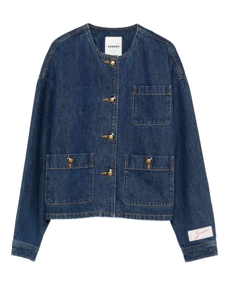 Sandro Geknöpfte Jeansjacke mit Taschen - Blau Blau