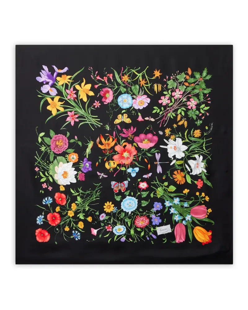Gucci floral-print silk scarf - Schwarz Schwarz