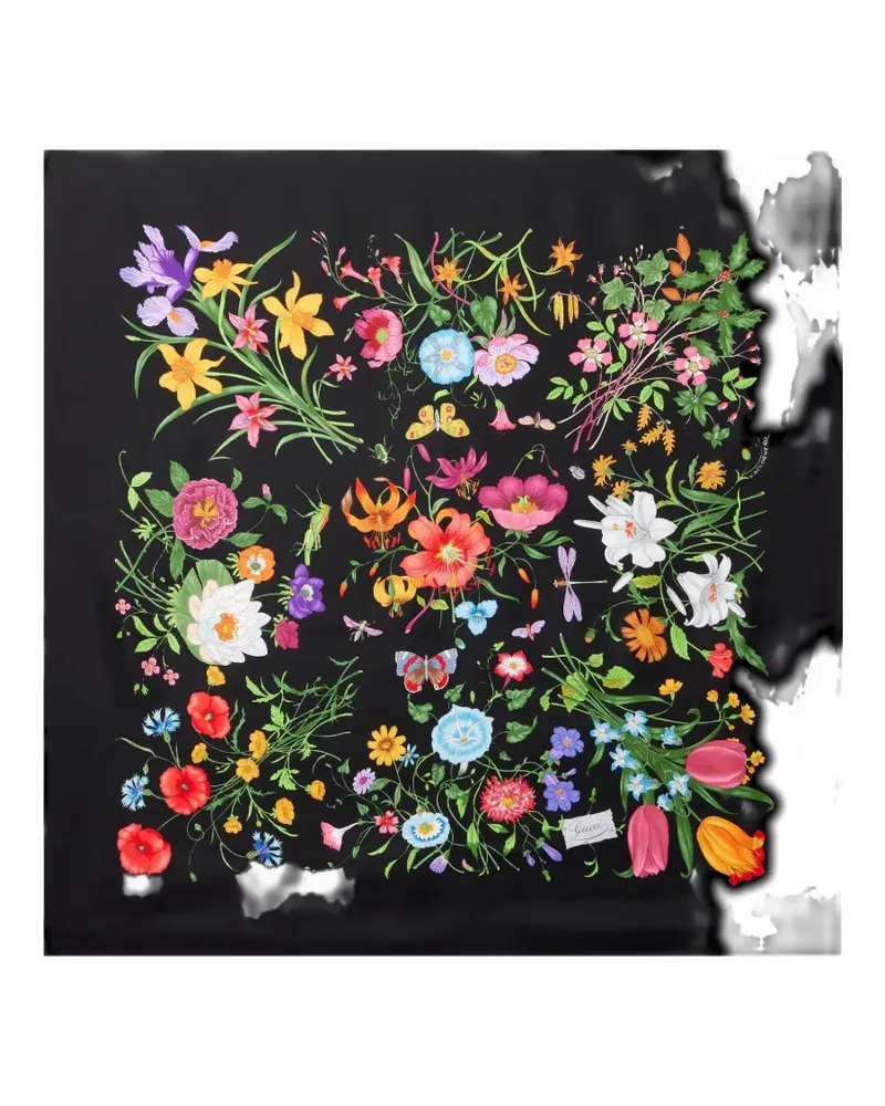 Gucci floral-print silk scarf - Schwarz Schwarz
