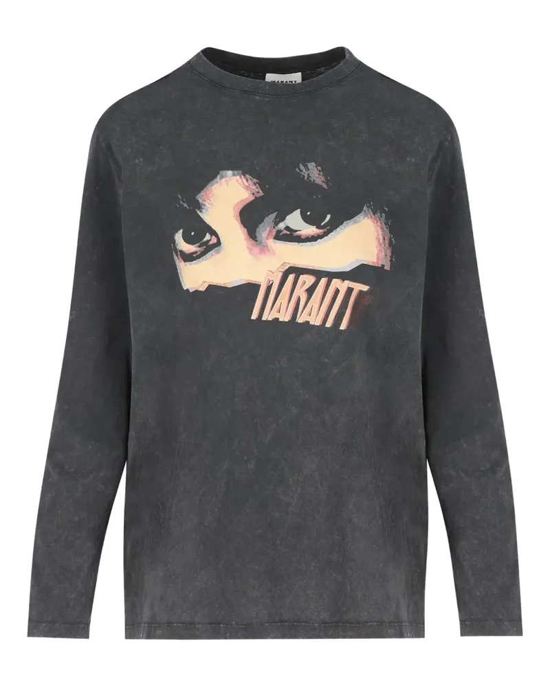 Isabel Marant Langarmshirt mit Augen-Print - Schwarz Schwarz